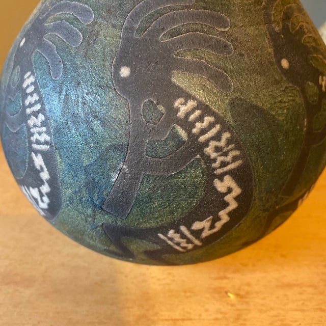 Art Deco 1980s Kokopelli Raku Pottery Vase For Sale - Image 3 of 5