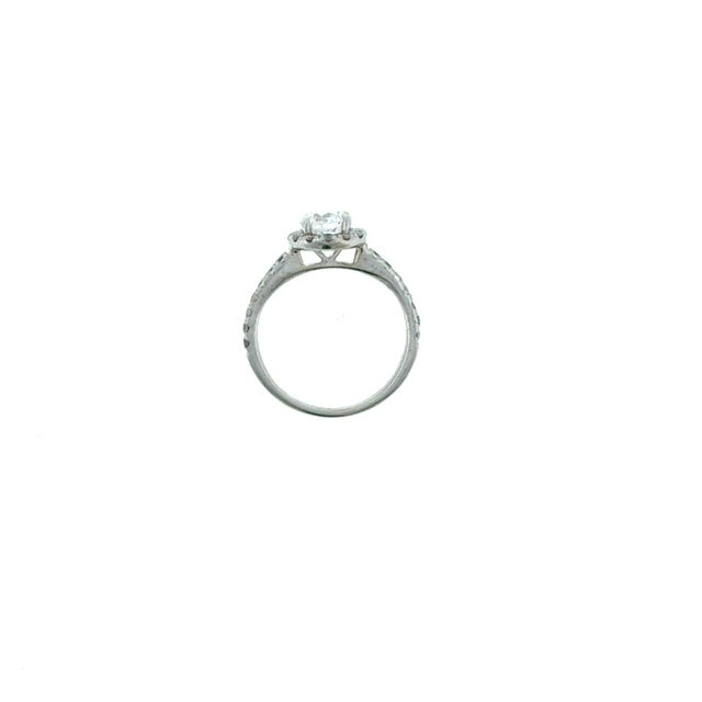 18k White Gold Round Brilliant Diamond Halo Engagement Ring 0.90ctw G Vs2 Size 4 For Sale - Image 4 of 4