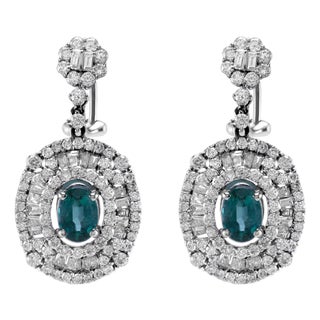 5.22ctt Oval Emerald & Diamond Drop Necklace 18-Karat White Gold For Sale