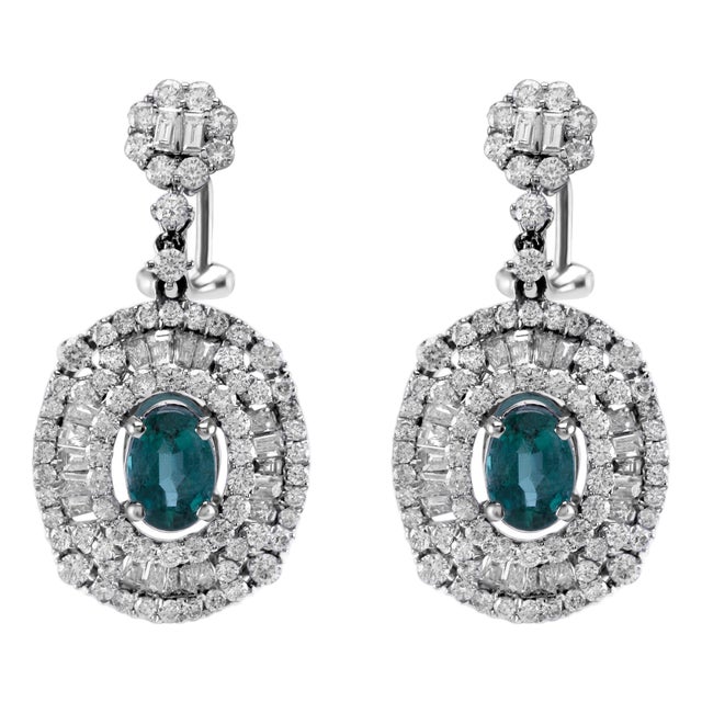 5.22ctt Oval Emerald & Diamond Drop Necklace 18-Karat White Gold For Sale