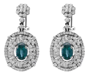 5.22ctt Oval Emerald & Diamond Drop Necklace 18-Karat White Gold