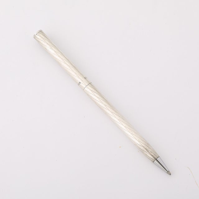 Modernist Twist Opening Sterling Silver Ballpoint Pen Signed Bergdorf Goodman For Sale - Image 9 of 9