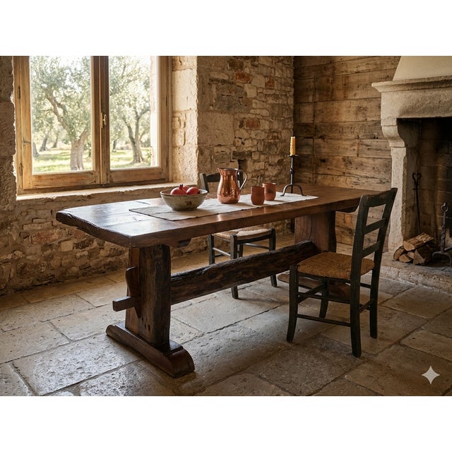 Rustic Table in Raw Beech and Chestnut, 1890-1920 For Sale - Image 11 of 12