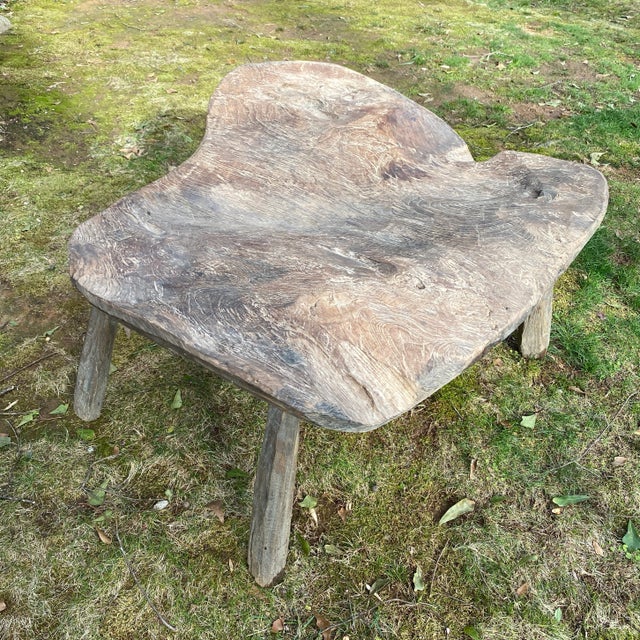 Antique teak table/stool One of a kind, naturally sculpted single piece teak top with minimal carving/modification Sturdy...