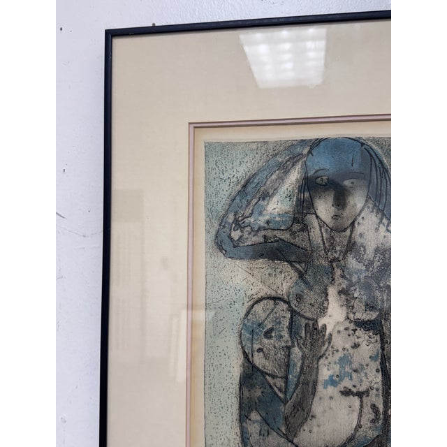 Black Circa 1984 Artist Proof Etching "Mother and Child", Signed + Framed For Sale - Image 8 of 12