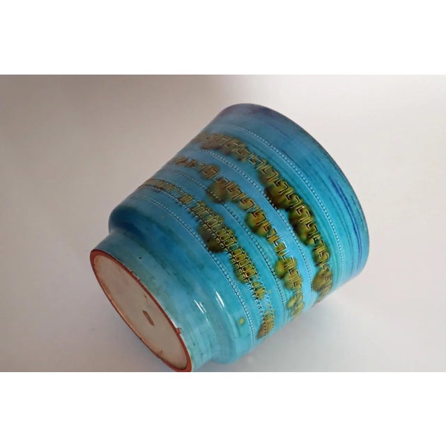 Bitossi Large Blue Turquoise Flower Pot attributed to Aldo Londi for Bitossi, 1960s For Sale - Image 4 of 12