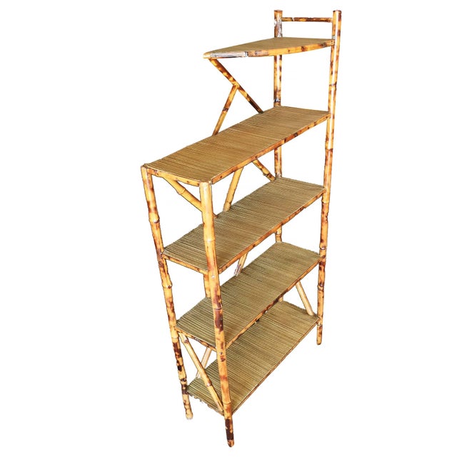 Restored Vintage Tiger Bamboo FiveTier Book Shelf Chairish