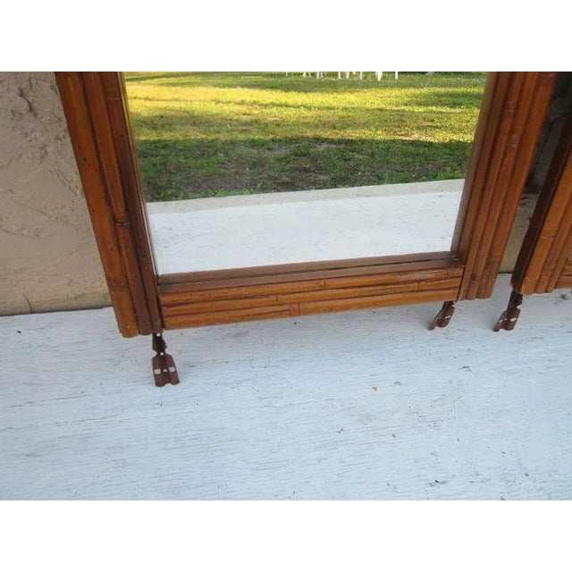 Hollywood Regency Style Wood Dresser Mirrors in Honey Color - Set of 2 For Sale - Image 10 of 13