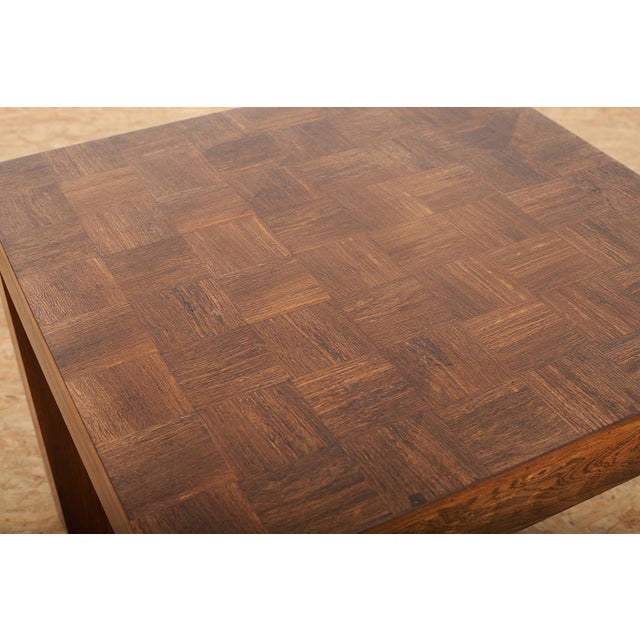 Wood Dining Table and Chair in Rosewood and Black Leather, Set of 5 For Sale - Image 7 of 18