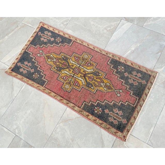 Hand Knotted Door Mat, Entryway Rug, Bath Mat, Kitchen Decor, Small Rug, Turkish Rug - 1′9″ × 3′6″ For Sale - Image 6 of 11