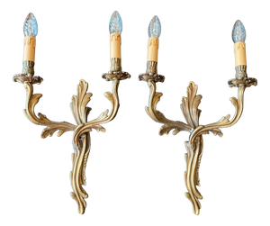 Vintage Bronze Wall Lights, 1950s, Set of 2