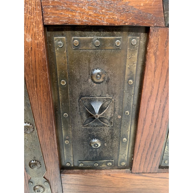 Secretaire in Natural Wood and Metal Plates For Sale - Image 5 of 9