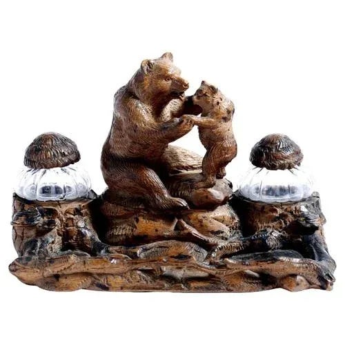 19th Century Hand Carved Black Forest Bears Inkstand For Sale - Image 11 of 11