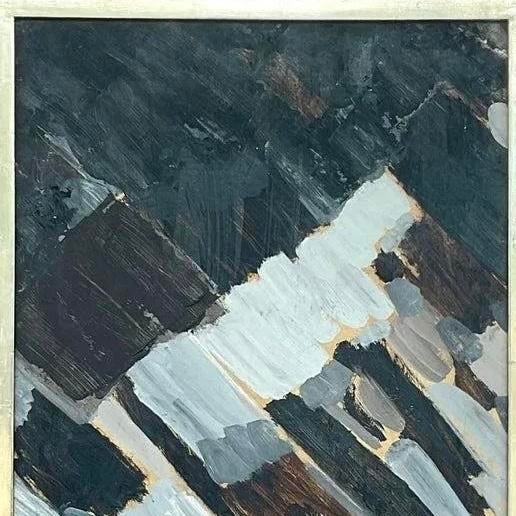 Coffee Vintage Signed Abstract Expressionist Original Oil Painting on Canvas For Sale - Image 8 of 13