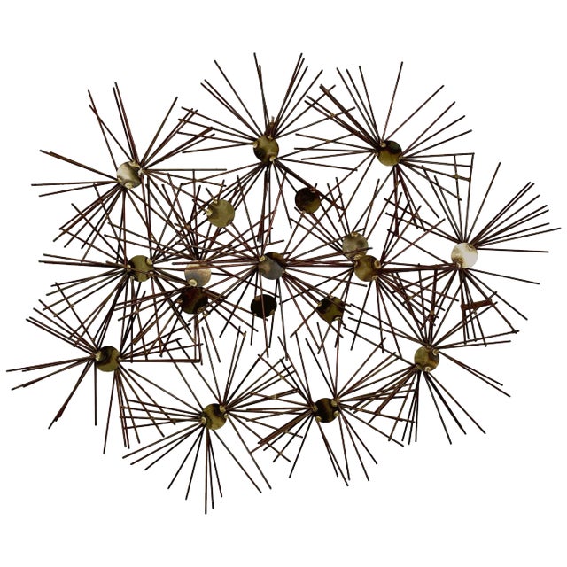 Mixed Metal Wall Sculpture Signed Greenberg, 1968 For Sale