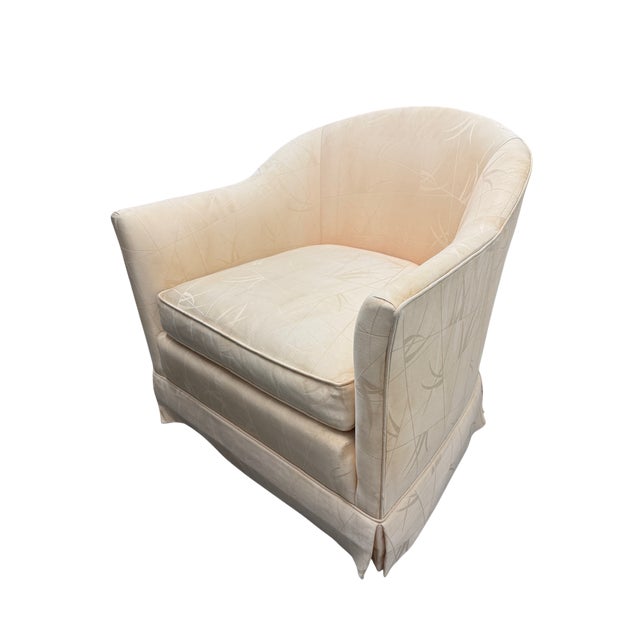 Cream 1950s Baker Furniture Co. Barrel Chairs on Caster Wheels - A Pair For Sale - Image 8 of 16