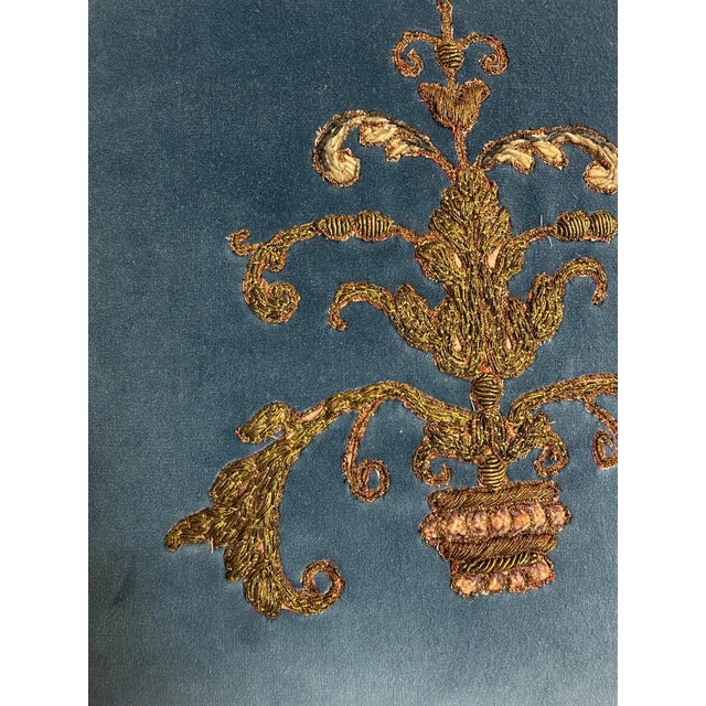 Pair 19th Century French Metallic Applique - Hand-Embroidered Velvet Pillows For Sale - Image 10 of 14