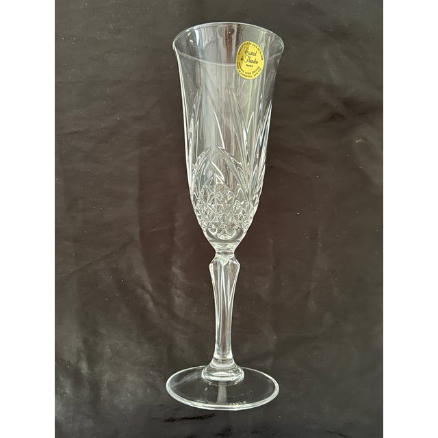 1990s Vintage Cristal De Arques Salzburg Champagne Flutes Deep Cut Crystal, Set of 4 For Sale - Image 5 of 7