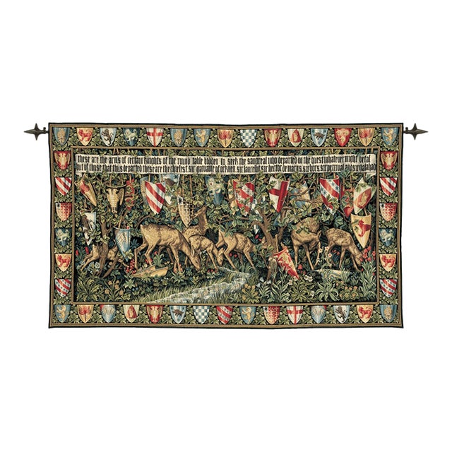 Deer and Shields Loom Woven Tapestry - 135 X 240 Cm (4'5" X 7'11") - Requires Rod Size 6 For Sale
