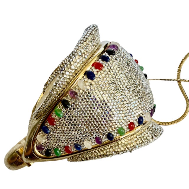 1980s Judith Leiber Elephant Jaipur Crystal Gems Minaudière Evening Shoulder Clutch Bag Vintage For Sale - Image 16 of 17