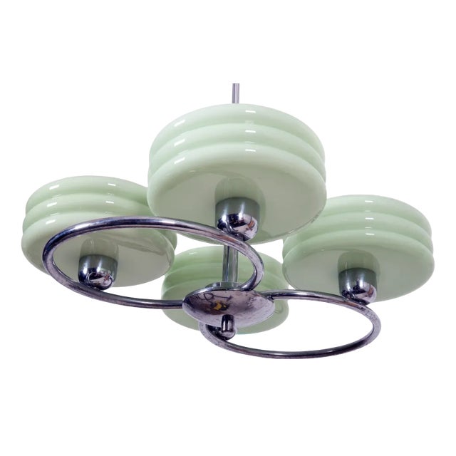 Art Deco Style Green Ceiling Light For Sale