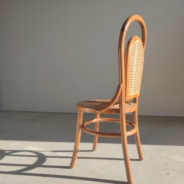 Vintage Natural Wood Cane Chair, 1980s For Sale - Image 12 of 18