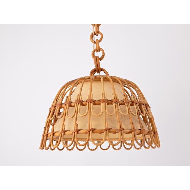 Spanish Mid 20th Century Spanish Rattan Pendant Lamp For Sale - Image 3 of 9