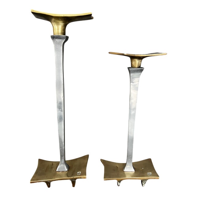 Brutalist Candleholders Cartuja Model by David Marshall, 1970s, Set of 2 For Sale