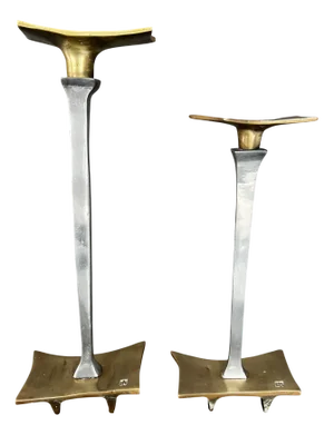Brutalist Candleholders Cartuja Model by David Marshall, 1970s, Set of 2