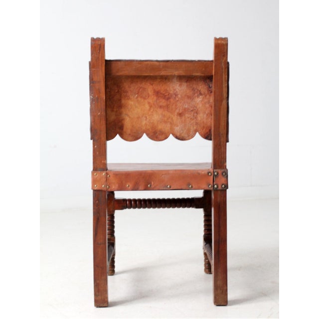 Brown Antique Leather Ranch Chair For Sale - Image 8 of 13