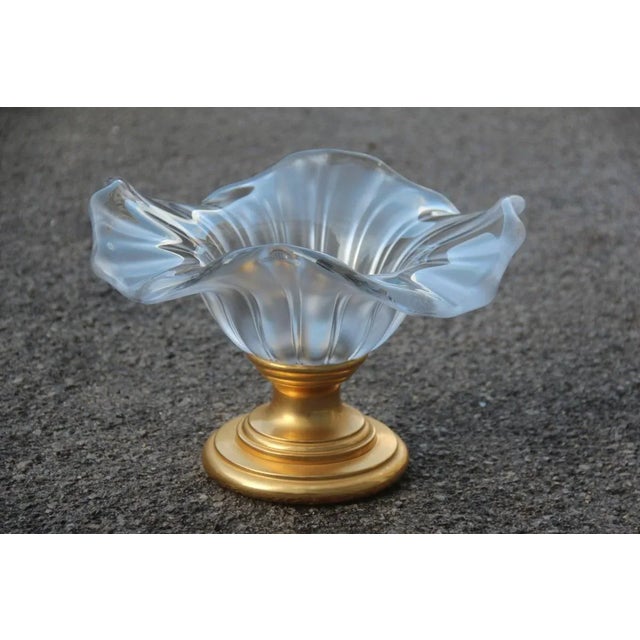 Vintage Glass and Gold Brass Centerpiece For Sale - Image 9 of 12