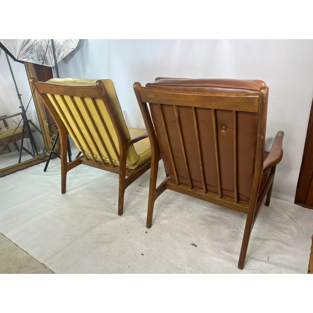 Brown Mid Century Walnut Danish Style Lounge Chairs - a Pair For Sale - Image 8 of 10