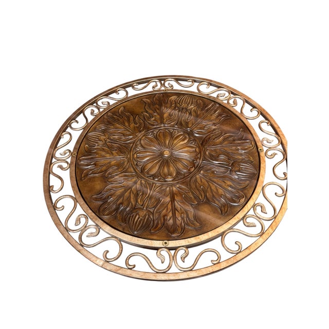 Late 20th Century Traditional Round Glass Pedestal Dining Table & 4 Fringed Upholstered Chairs For Sale - Image 9 of 12
