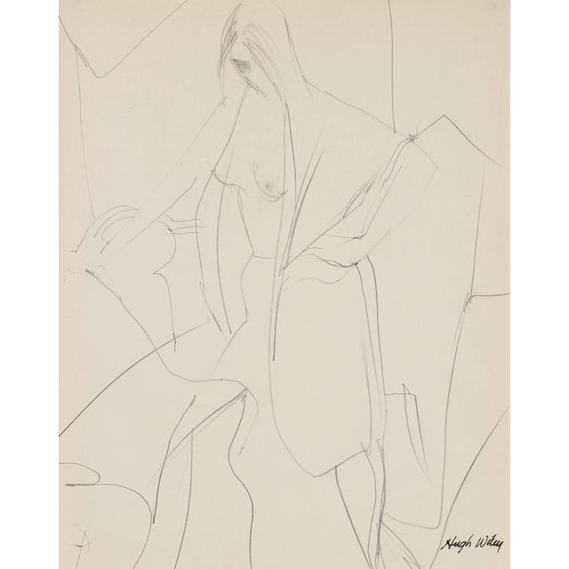 Hugh Wiley Draped Nude Figure Drawing in Graphite, 1960-1961 For Sale