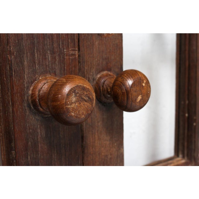 Brown 16 Pane Wood Door With Wooden Knob For Sale - Image 8 of 10