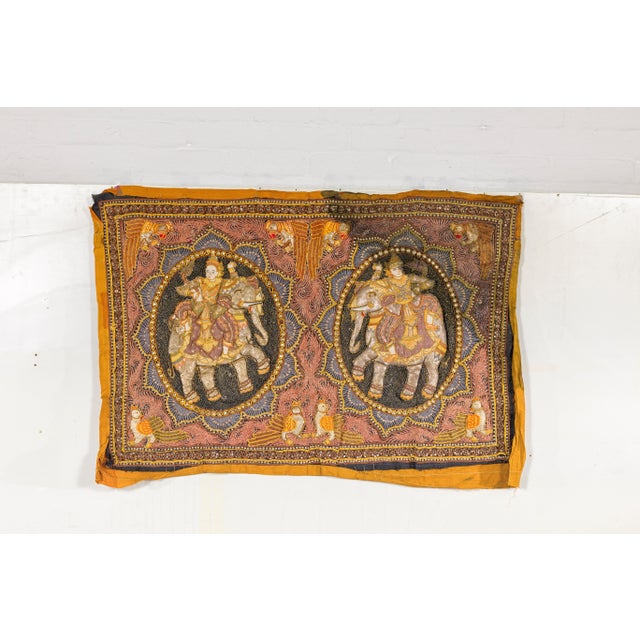 19th Century Kalaga 19th Century Tapestry with Stones, Sequins and Colorful Thread For Sale - Image 5 of 12