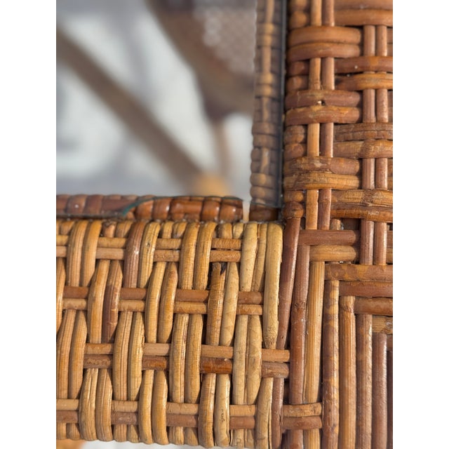 1970s Palm Beach Style Rattan Dining Set With Glass Top Table and Four Cane Back Chairs For Sale - Image 11 of 12