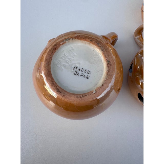 Ceramic Vintage Anthropomorphic Man in the Moon Porcelain Mugs – Set of 4 Lusterware Figural Cups, Made in Japan (1920s–1930s) Pre-War Novelty Drinkware For Sale - Image 7 of 12
