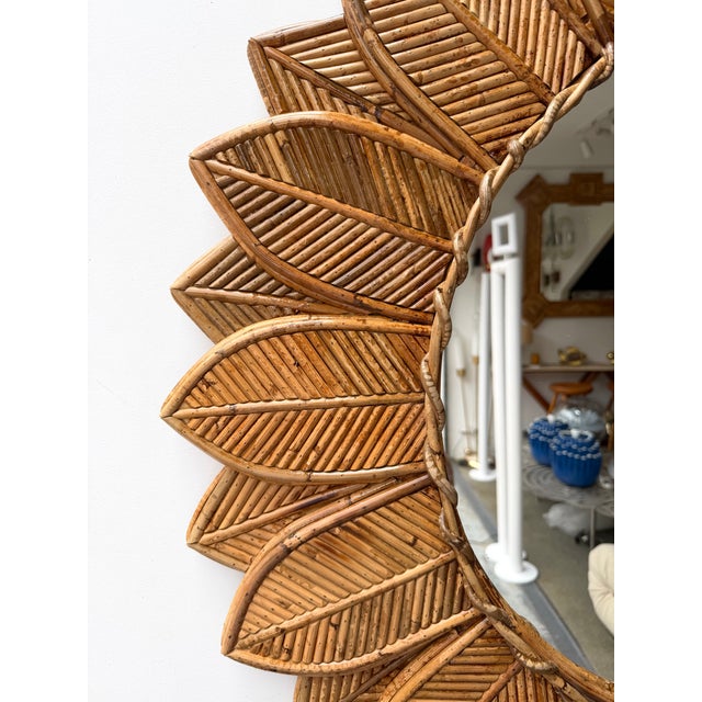 Rattan Sunflower Mirror by Vivai Del Sud. Italy, 1970s For Sale - Image 10 of 11