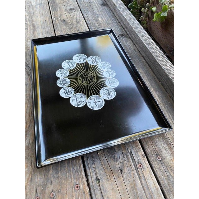Art Deco Zodiac & Globe Tray Vintage Couroc of Monterey | Astrological Celestial Design | California Modern For Sale - Image 3 of 14