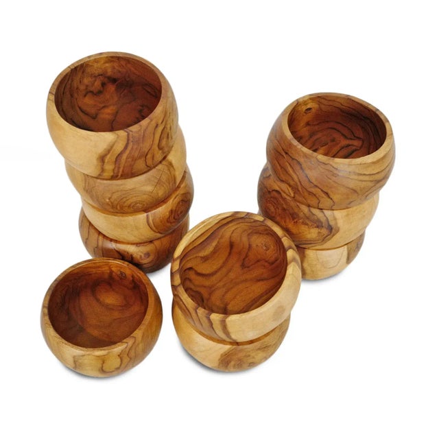 2020s Simple Teak Wood Round Bowl For Sale - Image 5 of 6