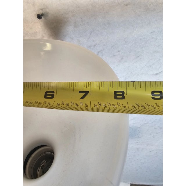 Mid-Century Modern Vintage MCM Torchiere Style Wooden & Brass Floor Lamp Milk Glass Shade For Sale - Image 3 of 10