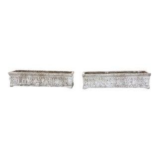 Pair of Neoclassical Architectural Relief Rectangular Planters / Window Boxes For Sale