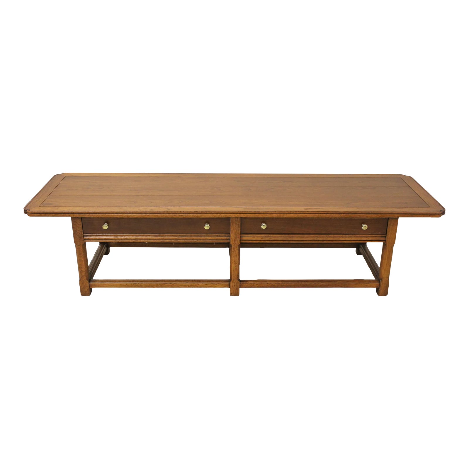 Drexel 2 Drawer Long Oak & Cherry Coffee Table Chairish