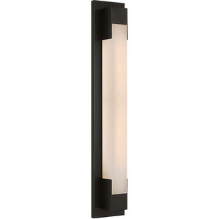 Kelly Wearstler for Visual Comfort Signature Covet 26" Bracketed Bath Light in Bronze with Alabaster For Sale