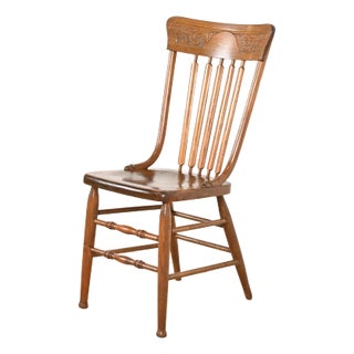 Antique American Carved Oak Spindle Back Dining Chair or Side Chair, Circa 1900 For Sale