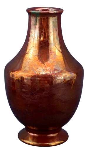 Vintage Ceramic Vase with Gold Metallic Enamel by Bottega Gatti, 1990s
