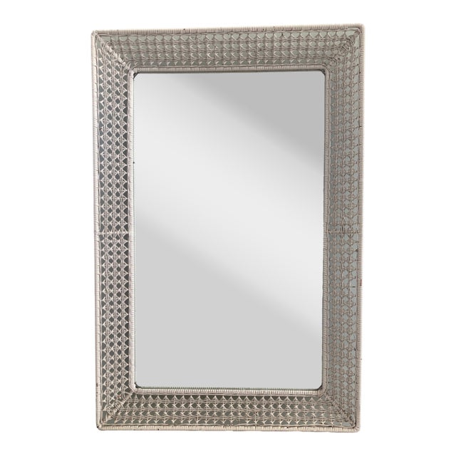 Wicker and Rattan Rectangular Mirror 1950 For Sale