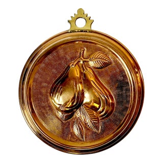 1950s Vintage Arts & Crafts Farmhouse Boho Chic Pear Copper and Brass Mold For Sale