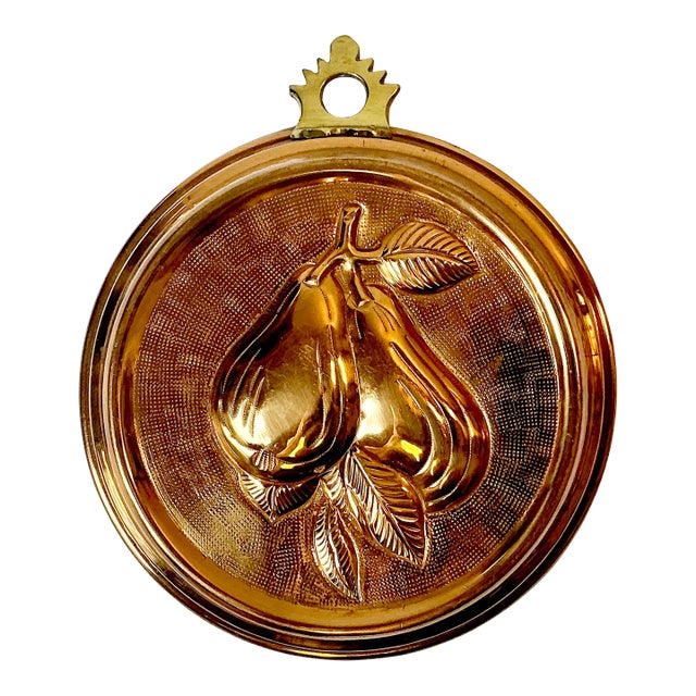 1950s Vintage Arts & Crafts Farmhouse Boho Chic Pear Copper and Brass Mold For Sale